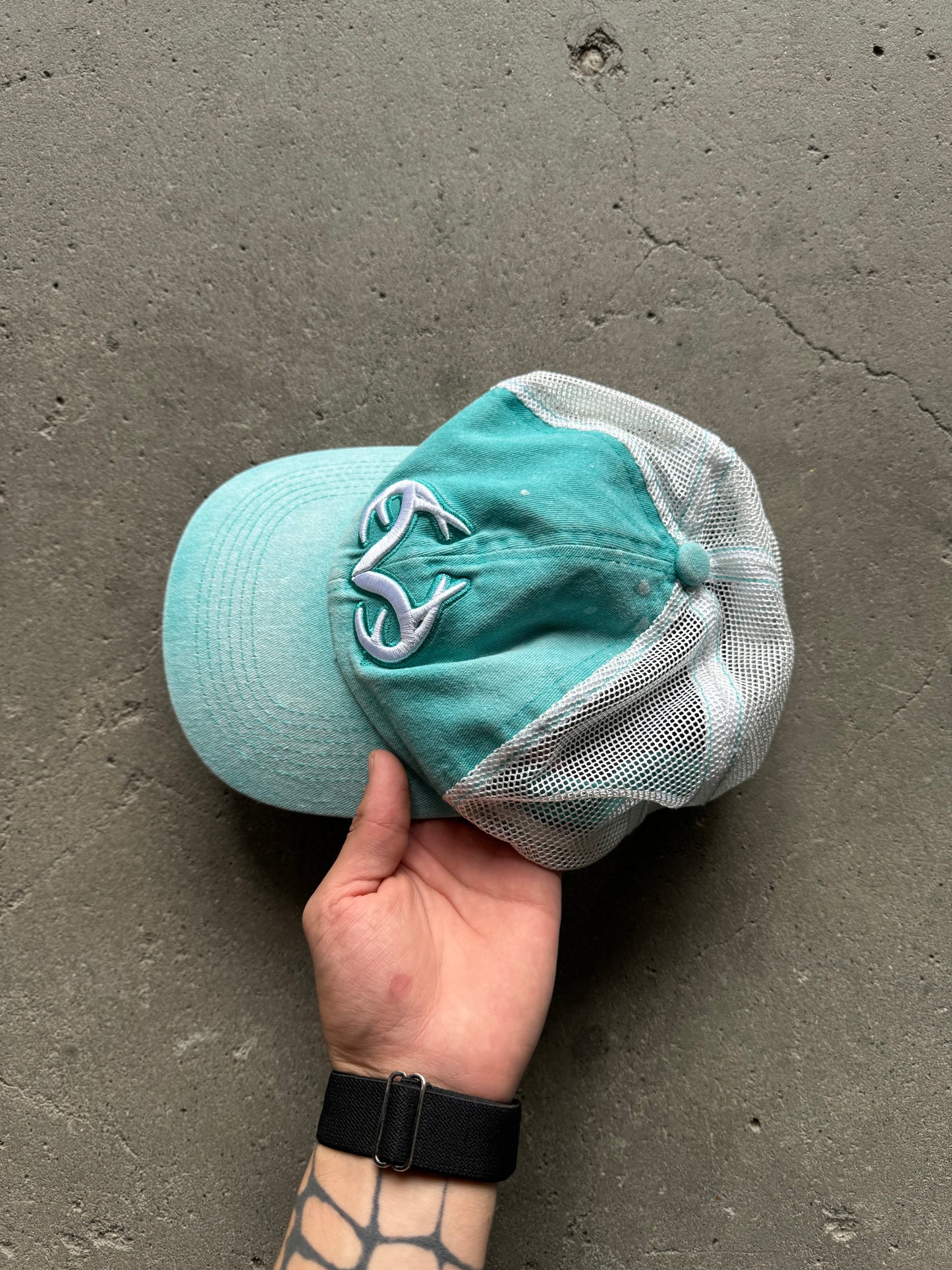 ✱ REALTREE OUTFITERS TEAL WHITE LOGO BASEBALL HAT EMBROIDERED OG ✱