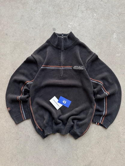 ✱ HARLEY DAVIDSON VINTAGE HALF ZIP-UP KNIT SUÉTER OG ✱