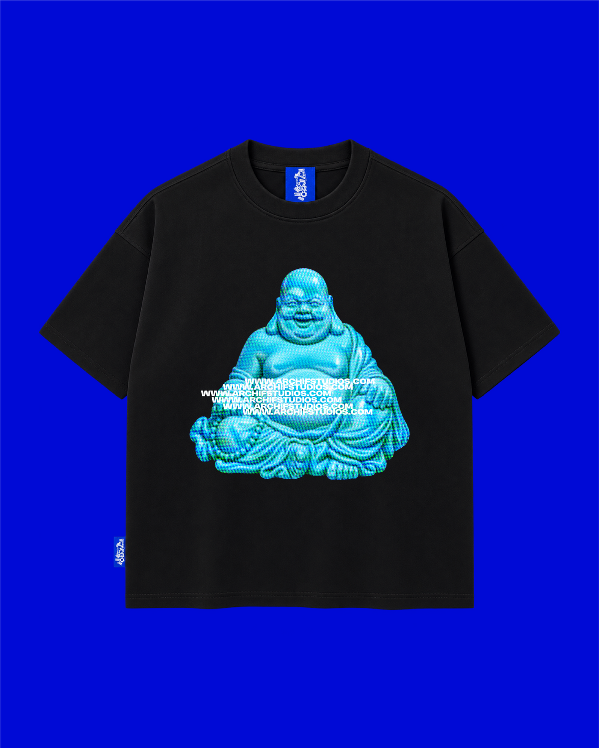 ✱ T-SHIRT BLACK BUDDHA TURQUOISE BLUE OG ✱