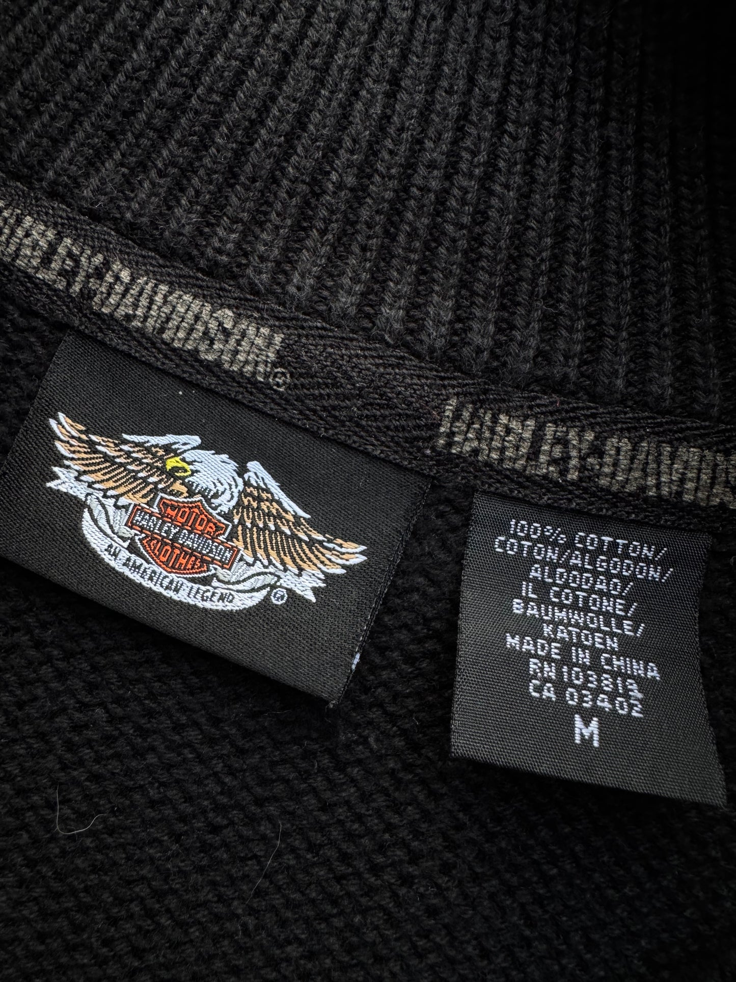✱ HARLEY DAVIDSON VINTAGE HALF ZIP-UP KNIT SUÉTER OG ✱