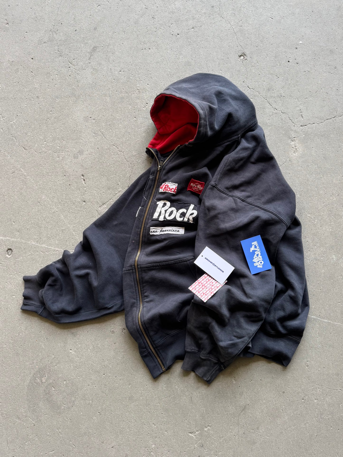 ✱ HARD ROCK CAFÉ 90’S ZIP-UP HOODIE BLACK BOX LOGO OG ✱