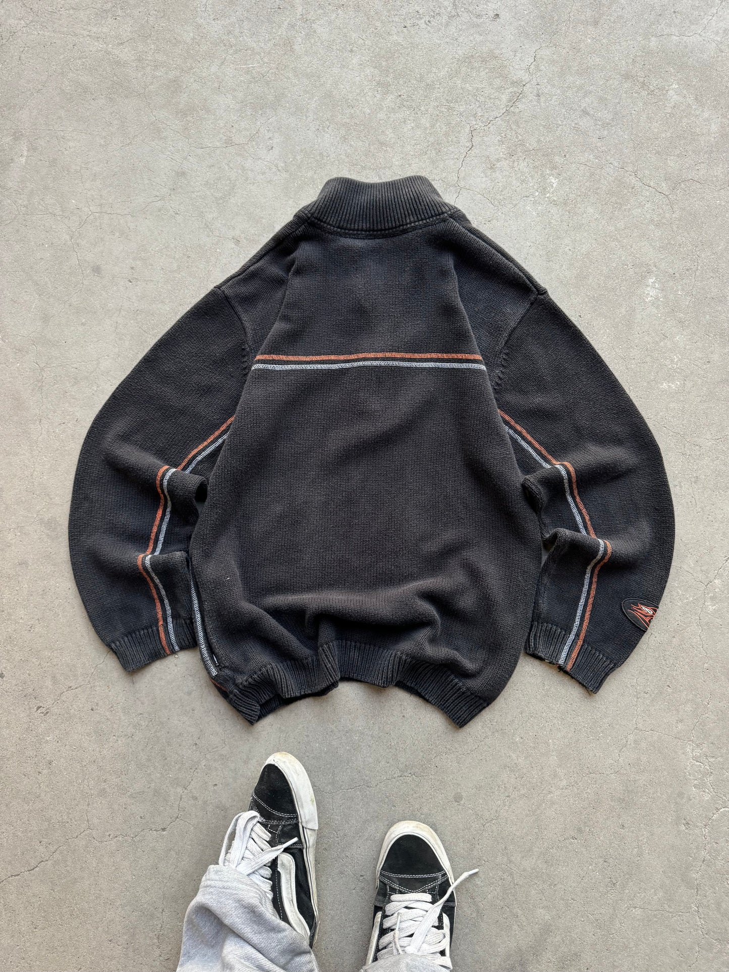 ✱ HARLEY DAVIDSON VINTAGE HALF ZIP-UP KNIT SUÉTER OG ✱