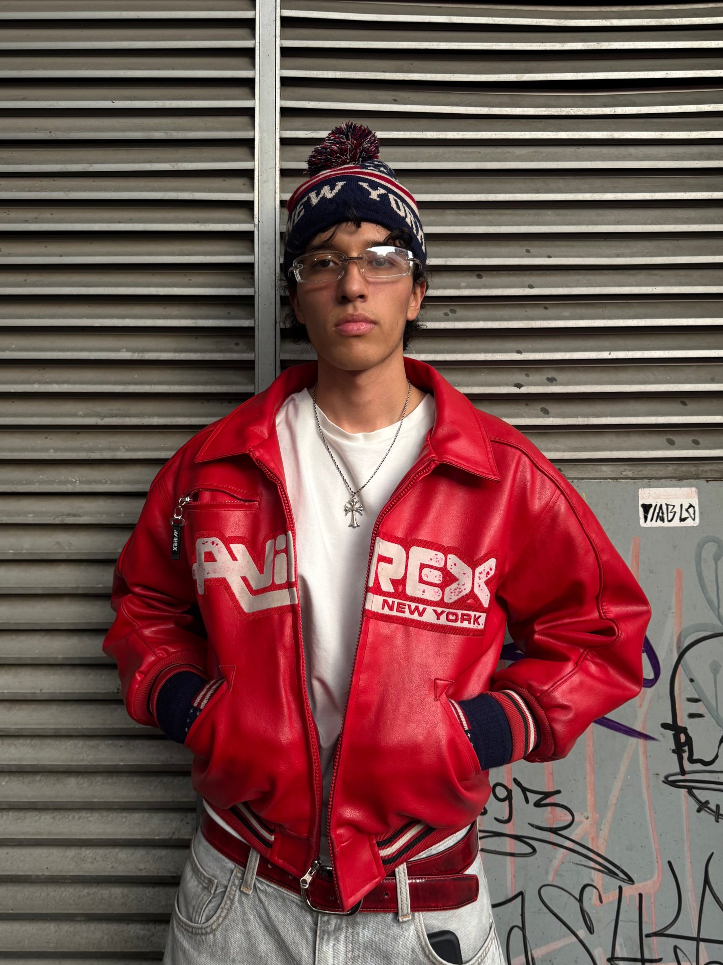 ✱ AVIREX NEW YORK BOMBER JACKET EN CUERO OG RED 2000’S EDICION 1&1 ✱