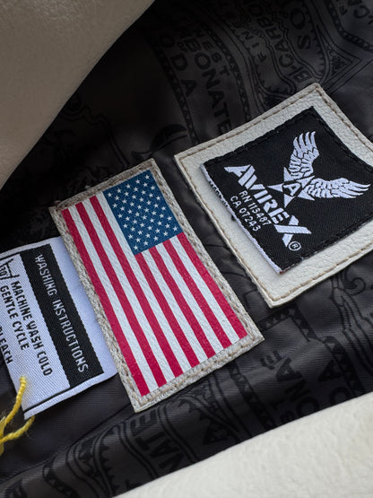 ✱ AVIREX U.S BOMBER JACKET ÁREA EN CUERO OG WHITE 1945 EDICION 1&1 ✱