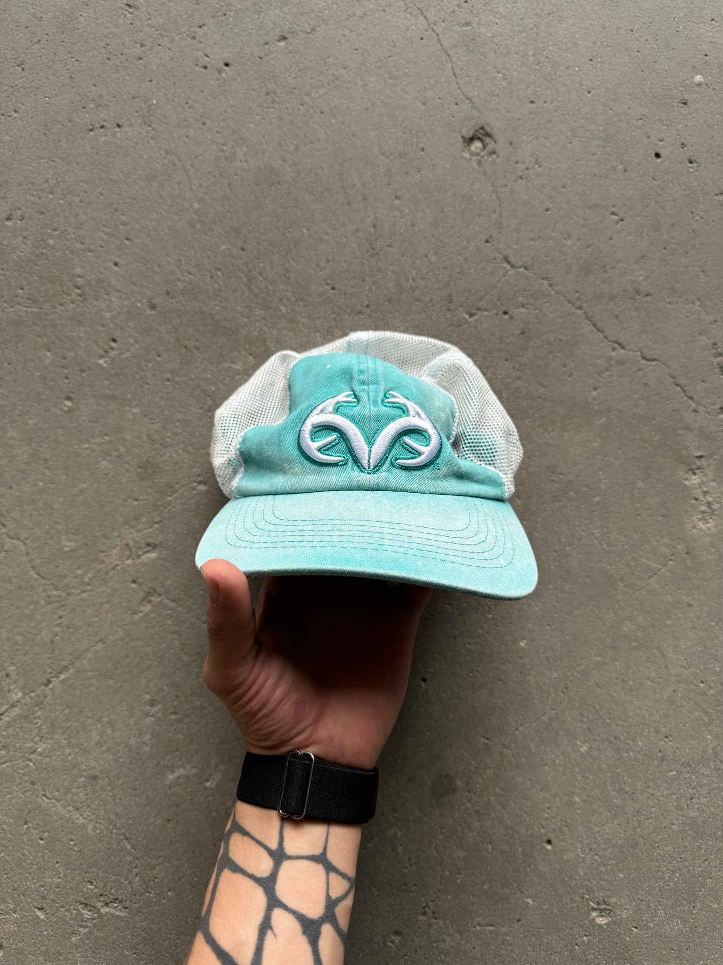 ✱ REALTREE OUTFITERS TEAL WHITE LOGO BASEBALL HAT EMBROIDERED OG ✱