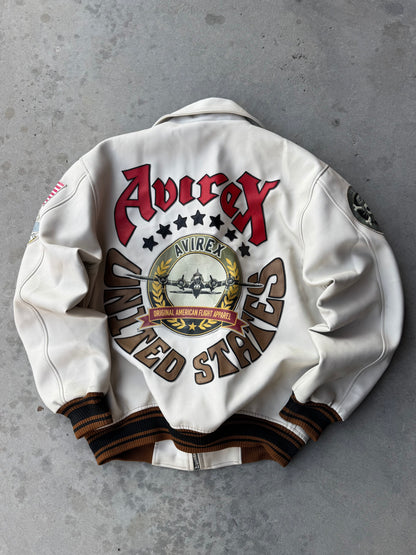 ✱ AVIREX U.S BOMBER JACKET ÁREA EN CUERO OG WHITE 1945 EDICION 1&1 ✱