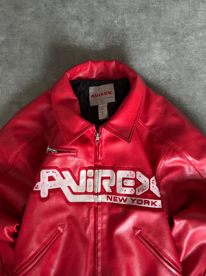 ✱ AVIREX NEW YORK BOMBER JACKET EN CUERO OG RED 2000’S EDICION 1&1 ✱