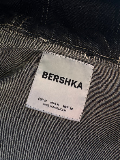 ✱ BERSHKA HOODED DENIM JACKET IN BLACK PESADA OG ✱