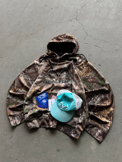 ✱ REALTREE USA PULLOVER HUNTING FLEECE HOODIE BOX LOGO VINTAGE OG ✱