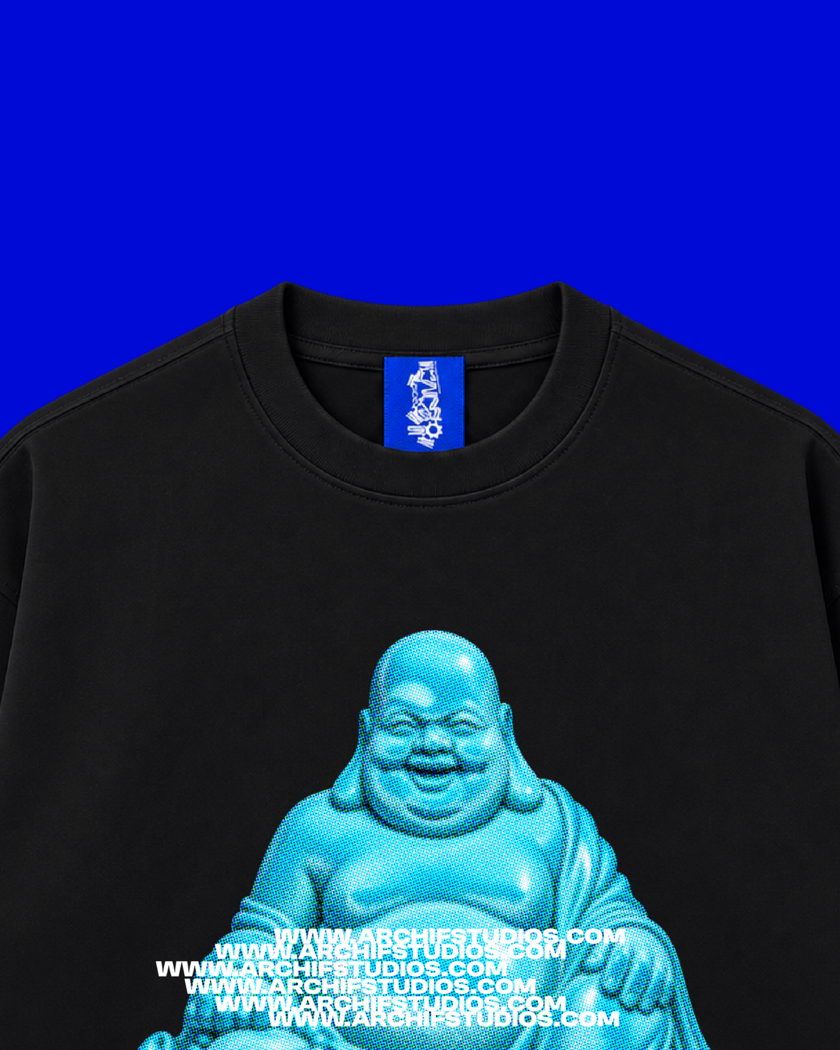 ✱ T-SHIRT BLACK BUDDHA TURQUOISE BLUE OG ✱