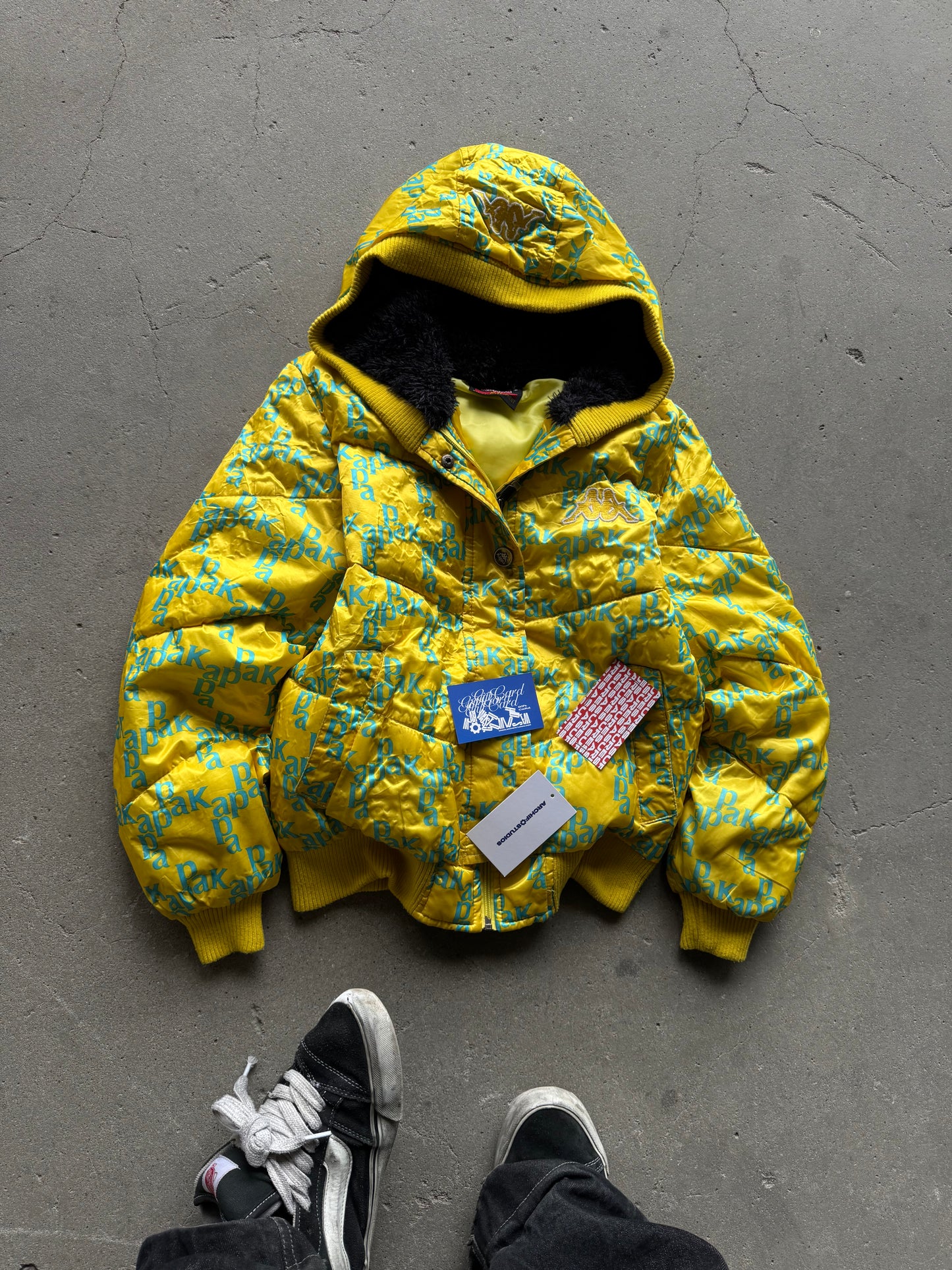 ✱ KAPPA VINTAGE YELLOW PUFFER JACKET BOX LOGO 2000’S OG ✱