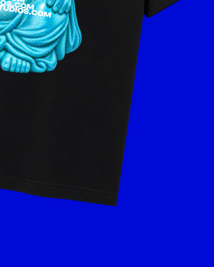 ✱ T-SHIRT BLACK BUDDHA TURQUOISE BLUE OG ✱
