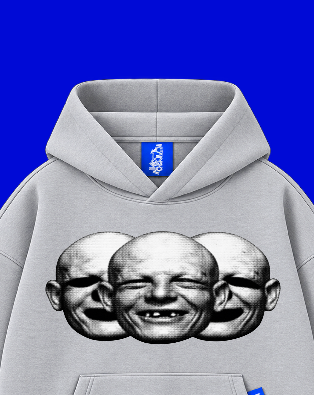 ✱ DOUBLE HOODIE WIDTH 
SKULLS3 FACE GRIS OG ✱