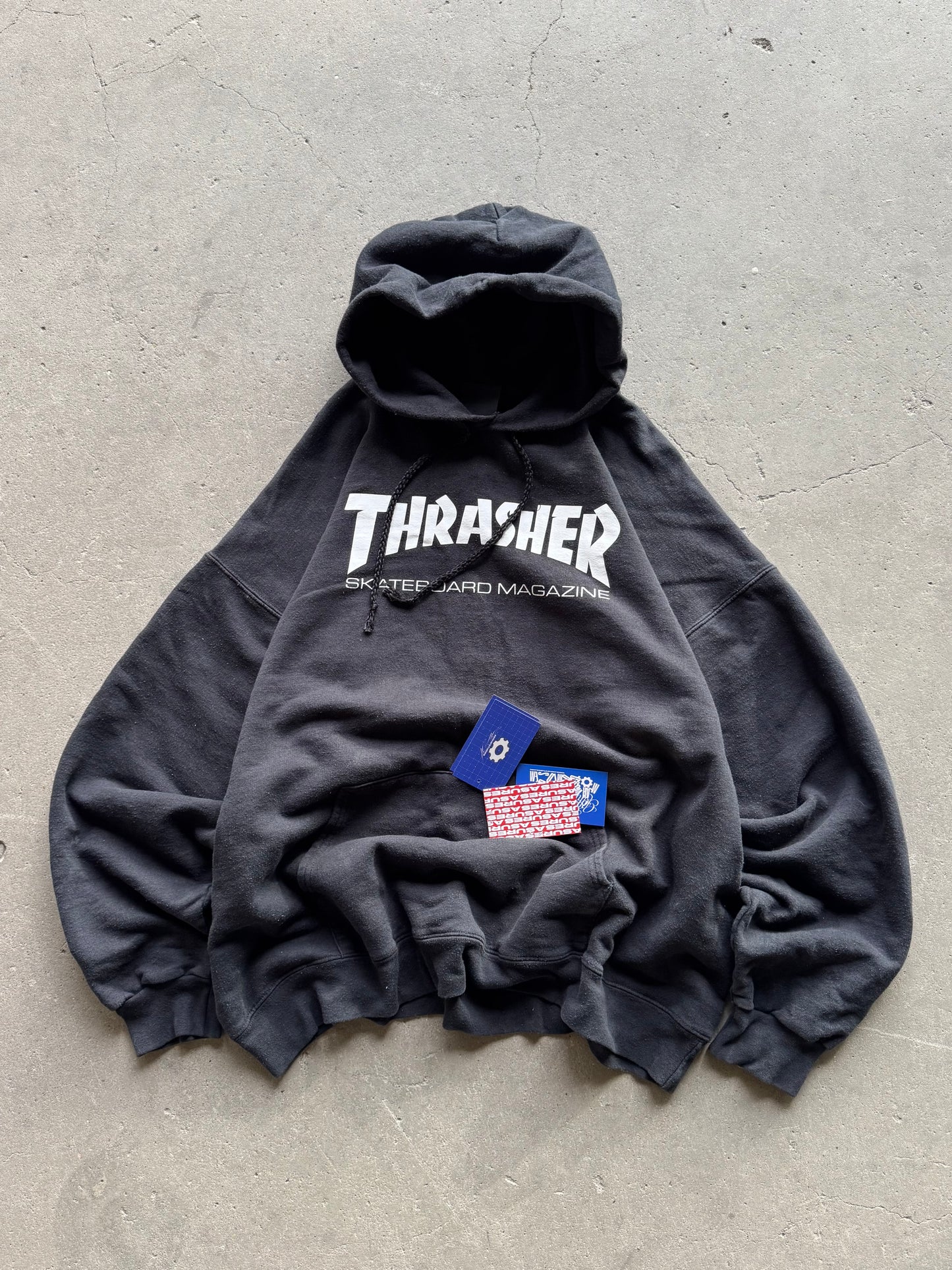 ✱ THRASHER MAGAZINE HOODIE SKATE FIT BLACK OUT OG ✱