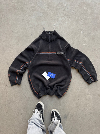 ✱ HARLEY DAVIDSON VINTAGE HALF ZIP-UP KNIT SUÉTER OG ✱