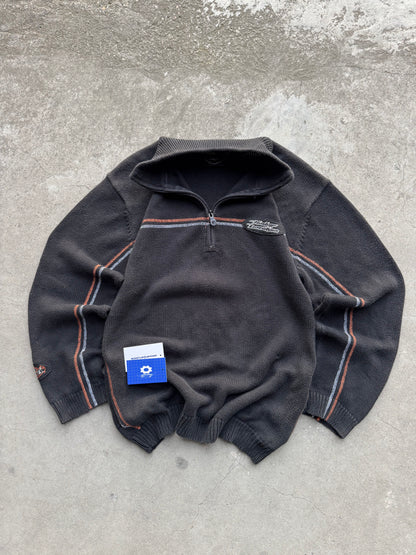 ✱ HARLEY DAVIDSON VINTAGE HALF ZIP-UP KNIT SUÉTER OG ✱