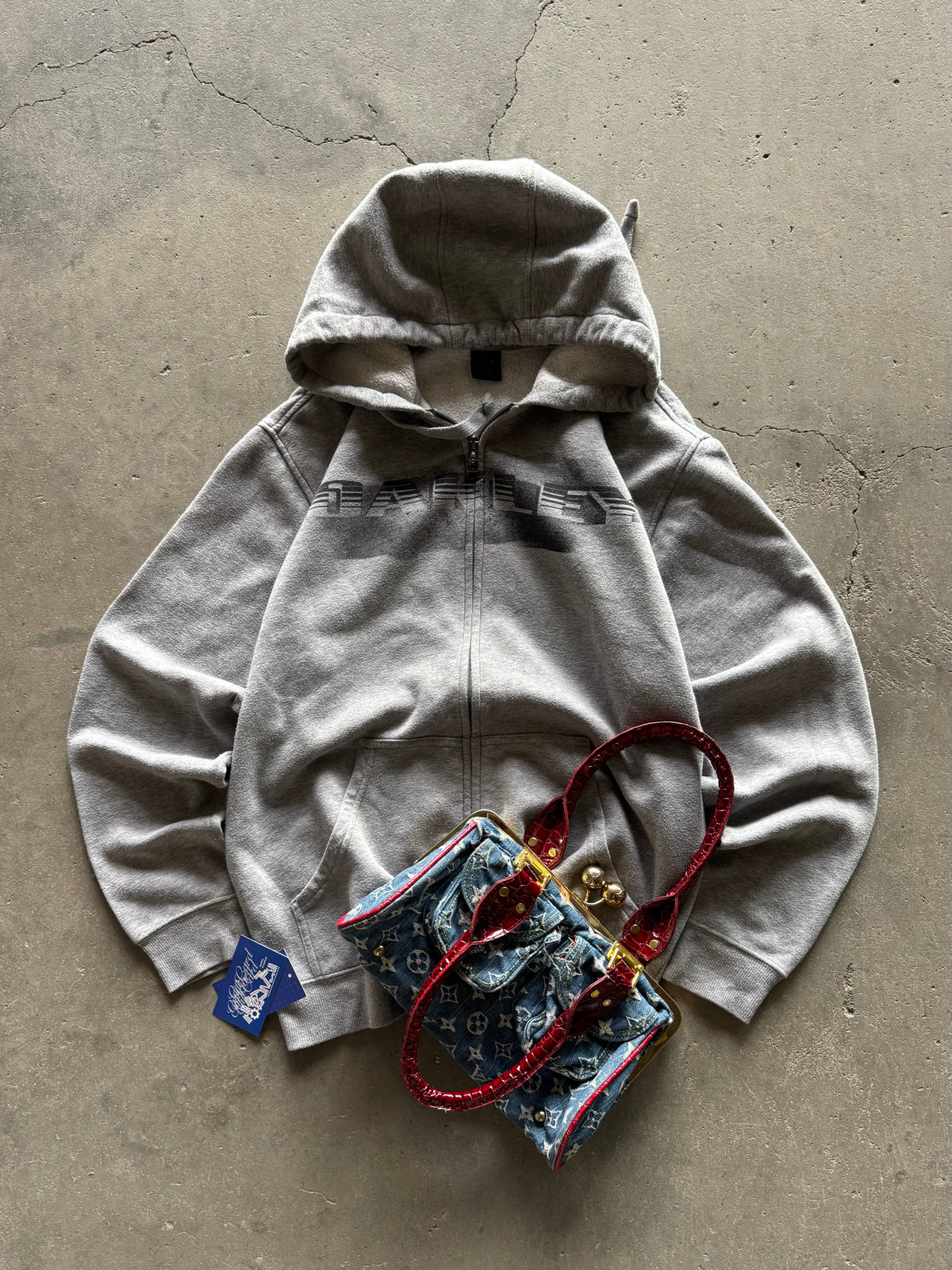 ✱ VINTAGE OAKLEY FULL ZIP HOODIE GRIS BOX LOGO OG ✱
