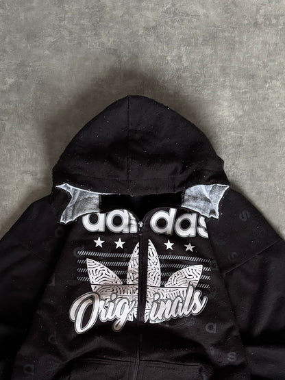 ✱ HOODIE ADDIAS ZIP BLACK STYLE 2000’S BOX LOGO ✱