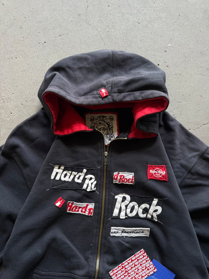 ✱ HARD ROCK CAFÉ 90’S ZIP-UP HOODIE BLACK BOX LOGO OG ✱