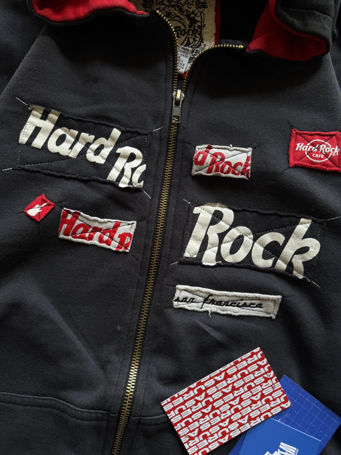✱ HARD ROCK CAFÉ 90’S ZIP-UP HOODIE BLACK BOX LOGO OG ✱