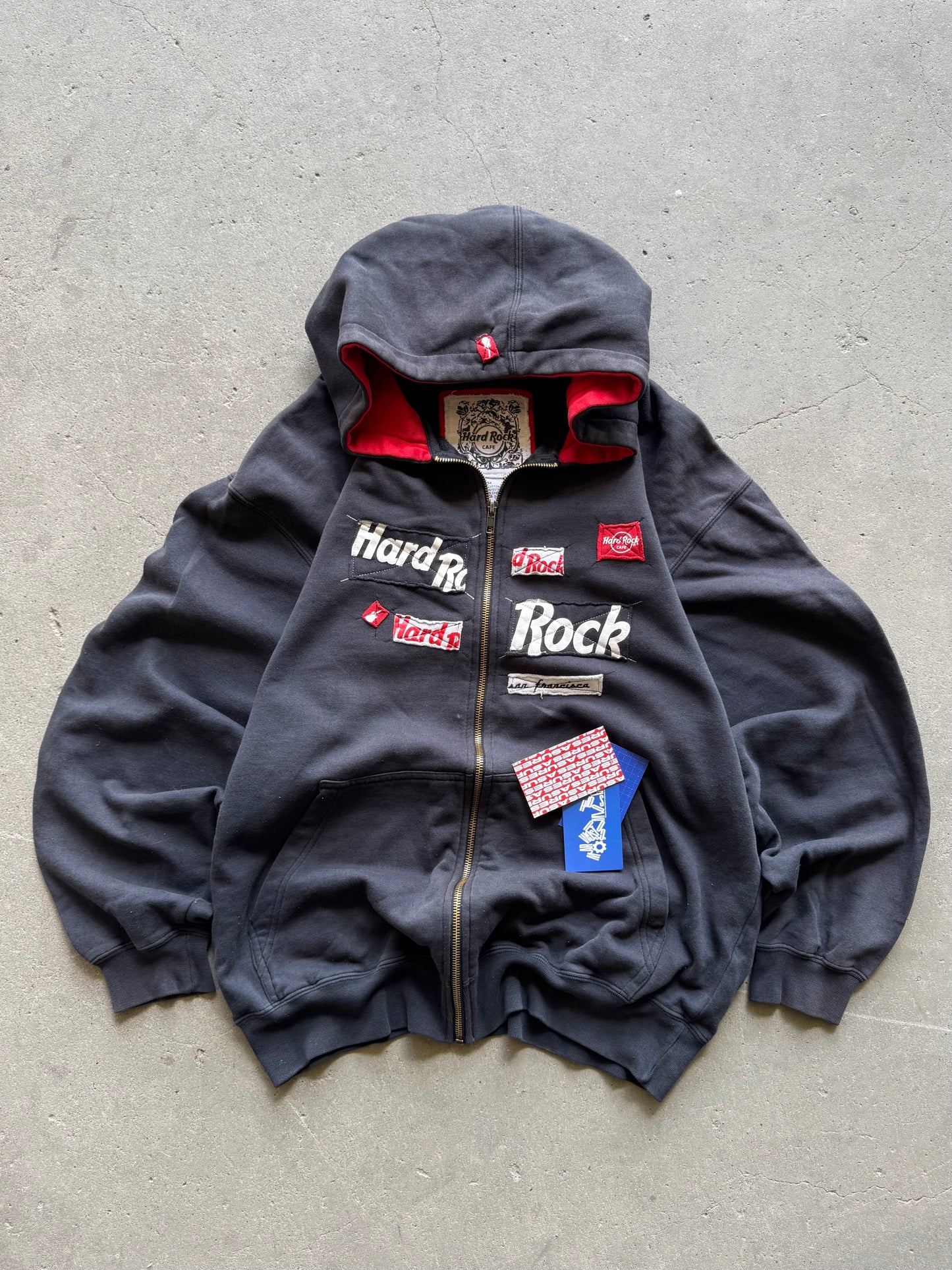 ✱ HARD ROCK CAFÉ 90’S ZIP-UP HOODIE BLACK BOX LOGO OG ✱