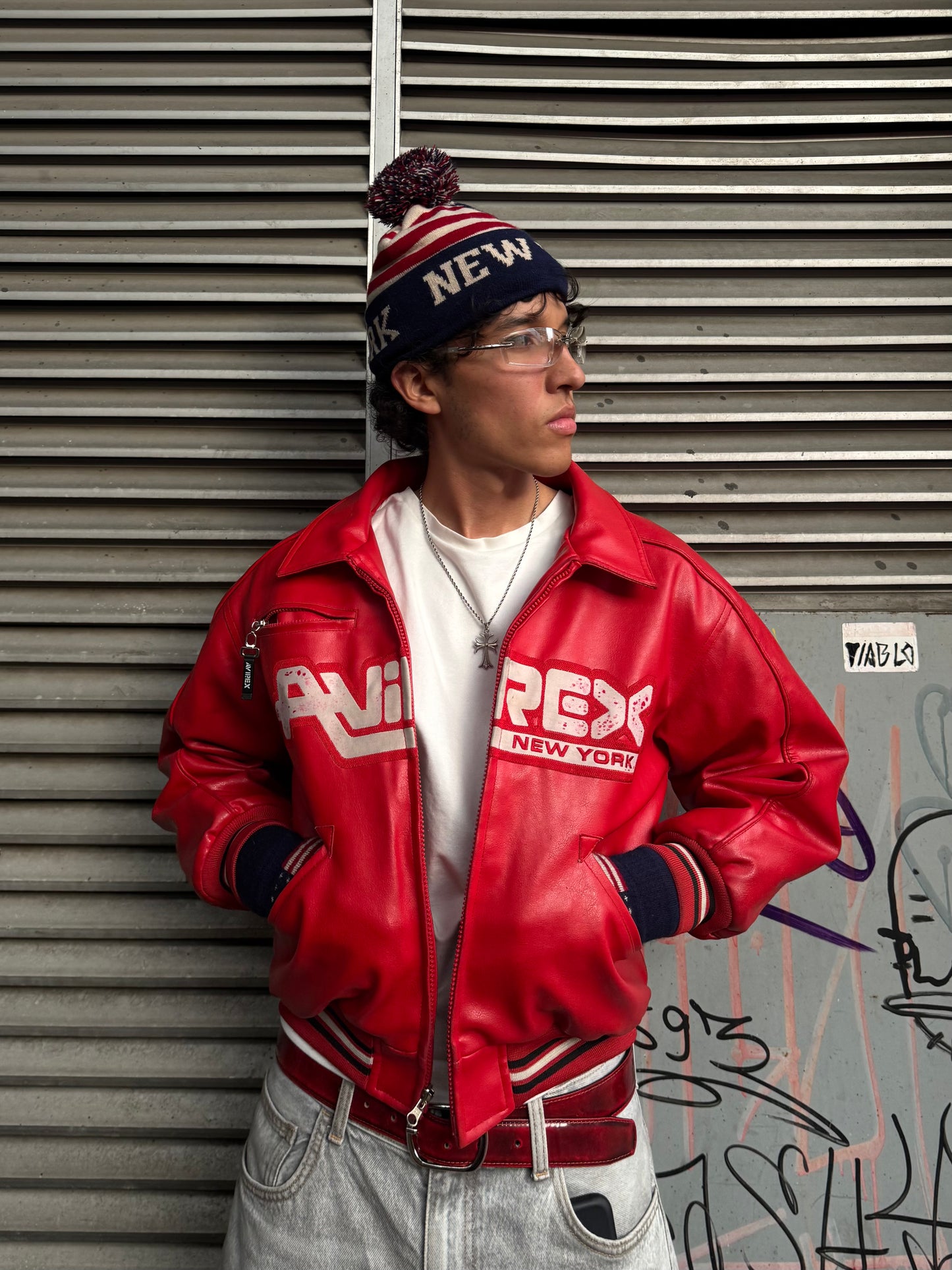 ✱ AVIREX NEW YORK BOMBER JACKET EN CUERO OG RED 2000’S EDICION 1&1 ✱