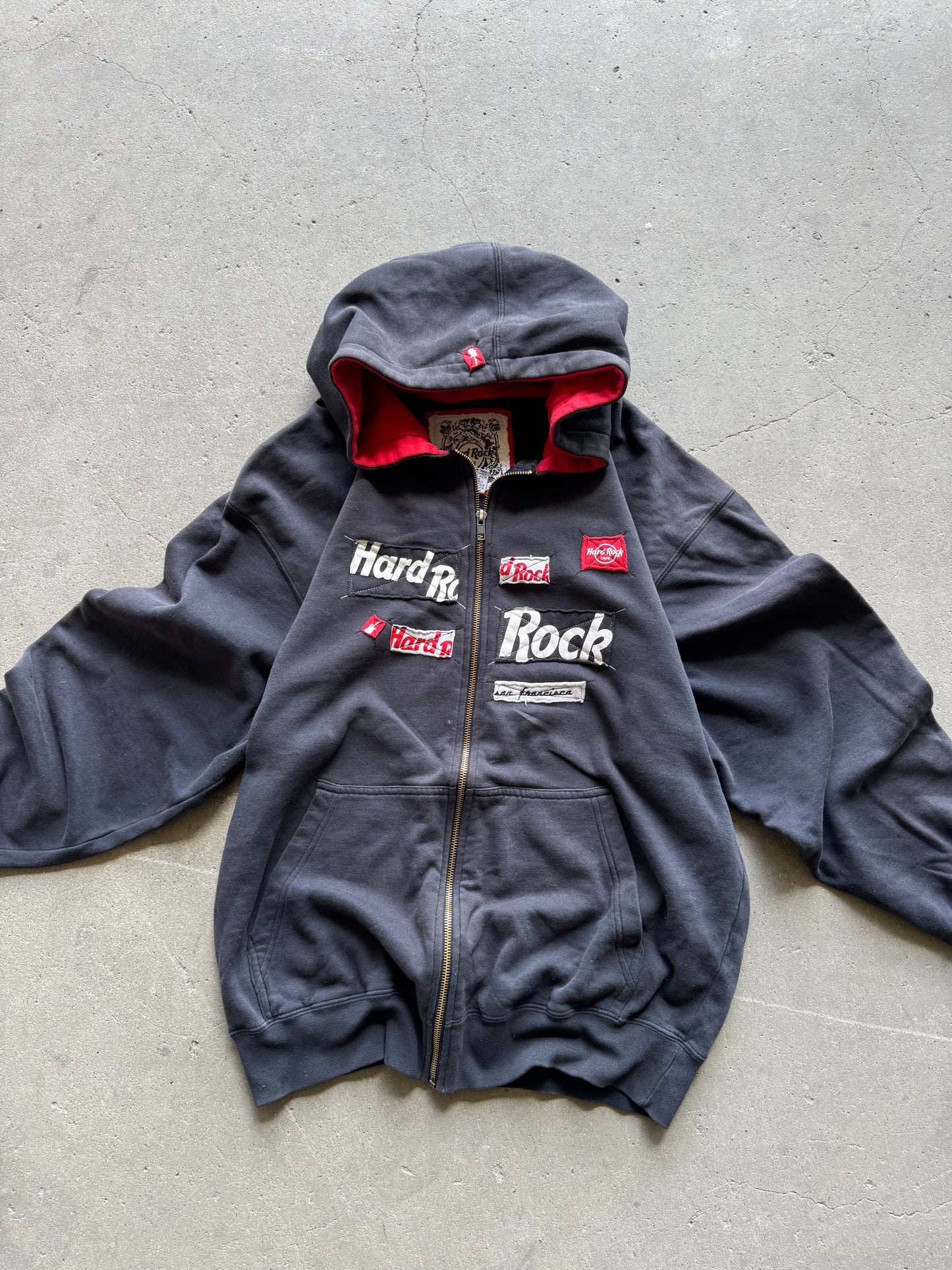 ✱ HARD ROCK CAFÉ 90’S ZIP-UP HOODIE BLACK BOX LOGO OG ✱