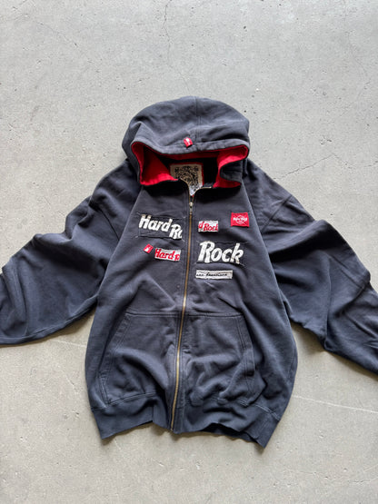 ✱ HARD ROCK CAFÉ 90’S ZIP-UP HOODIE BLACK BOX LOGO OG ✱