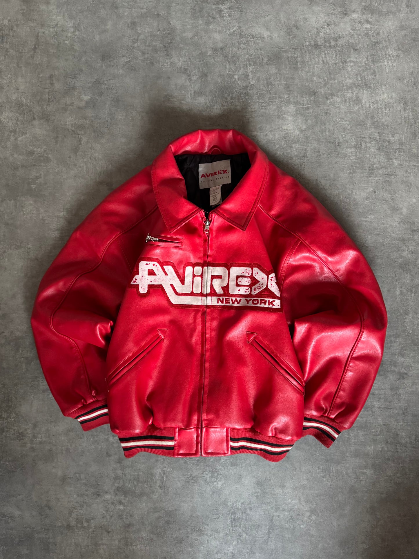 ✱ AVIREX NEW YORK BOMBER JACKET EN CUERO OG RED 2000’S EDICION 1&1 ✱