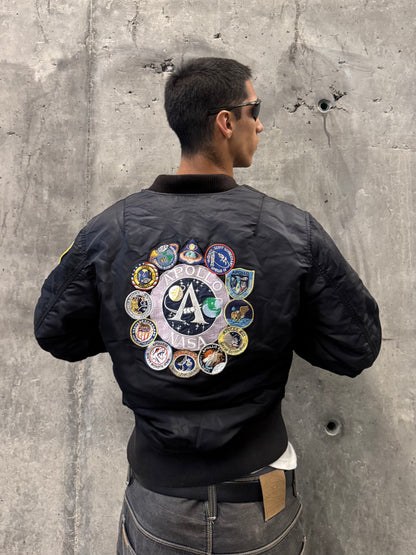 ✱ ALPHA BOMBER JACKET APOLO ONCE DE LA NASA BLACK OUT OG ✱