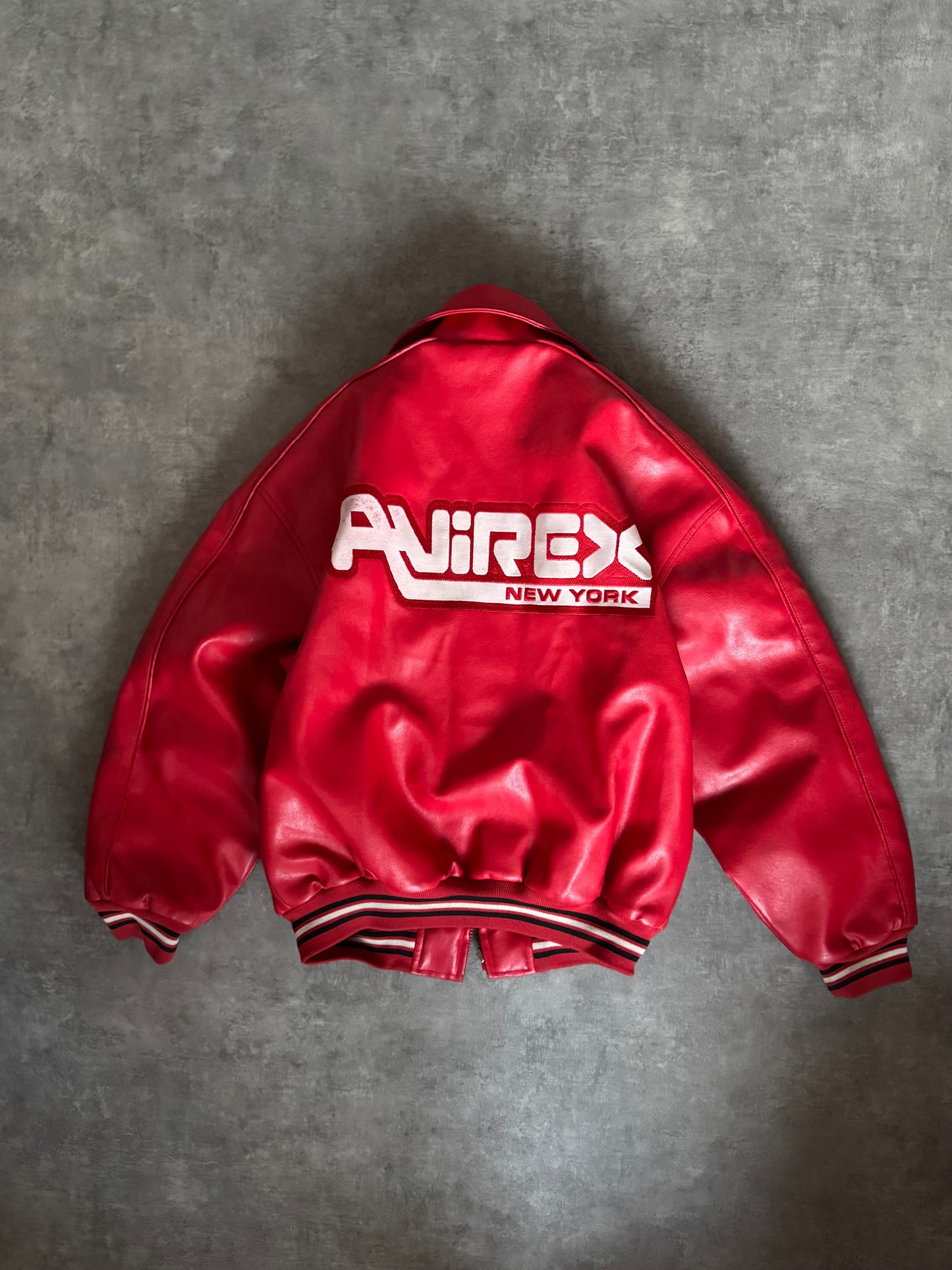 ✱ AVIREX NEW YORK BOMBER JACKET EN CUERO OG RED 2000’S EDICION 1&1 ✱